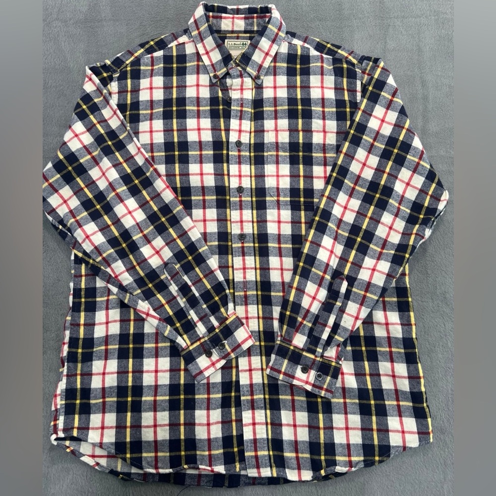 LL Bean Flannel Plaid Shirt Mens Size LT Long Sleeve